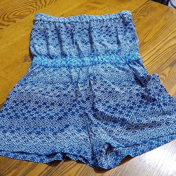 Diane Von Furstenberg  Womens 6 ROMPER Used BLUE Preowned SUMMER Strapless - Picture 5 of 12